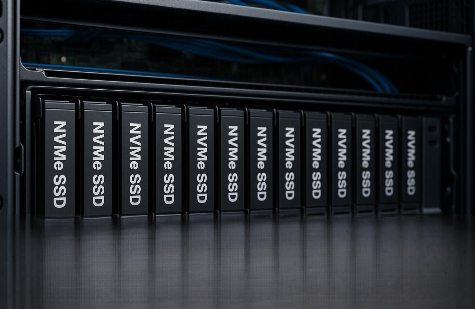 Zdjęcie serwerów z dyskami NVMe SSD